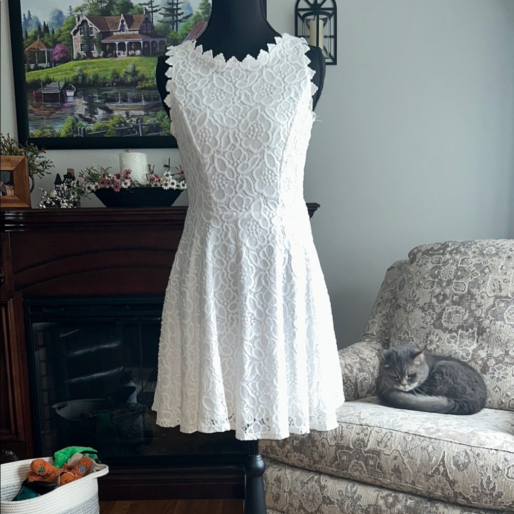 City Studio Ivory Lace Mini Dress